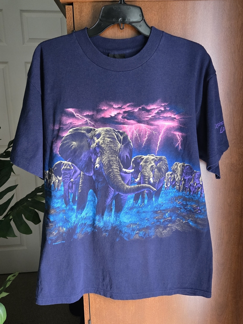 Habitat Navy Tee with Electric Blue & Pink Elephant Graphic